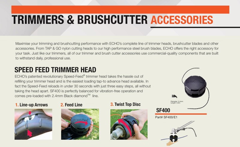 Quick Reference Guide for Echo Tap & Go Trimmer Heads