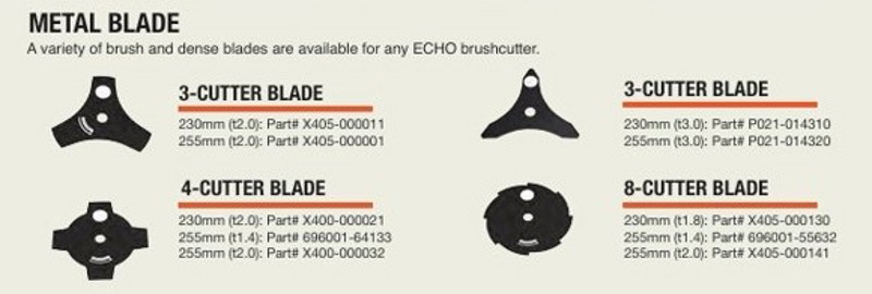 Quick Reference Guide for Echo Trimmers & Brushcutter Blades