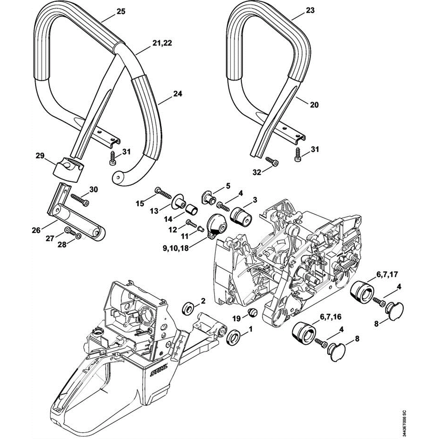 Stihl MS 461 CHAINSAW (MS 461) Parts Diagram, MS461J AV SYSTEM