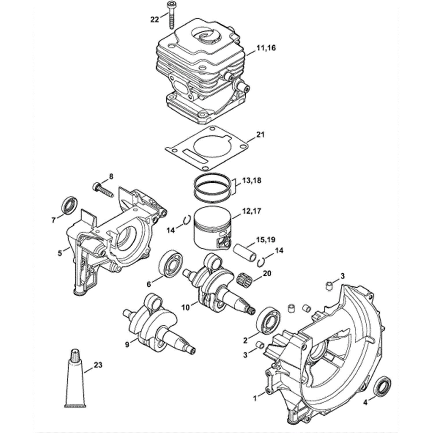 Stihl FS 240 Brushcutter (FS240RCE) Parts Diagram, Crankcase