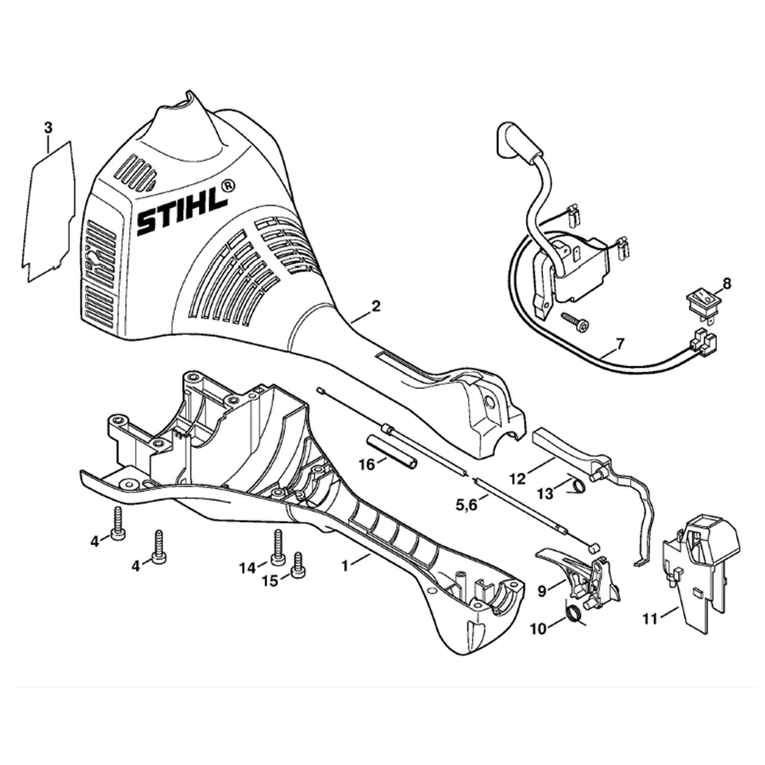 Stihl FS 45 Brushcutter (FS45CEZ) Parts Diagram, Engine housing