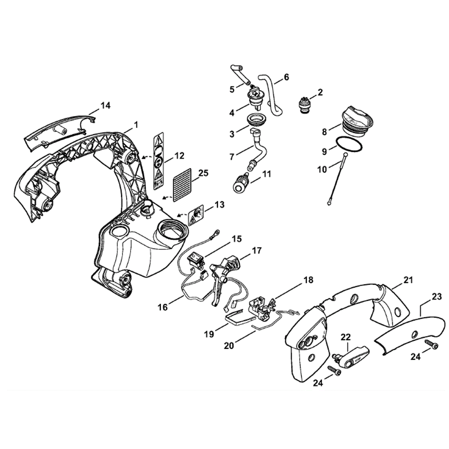 Stihl BG 86 CE Blower (BG86CE) Parts Diagram, Handle frame