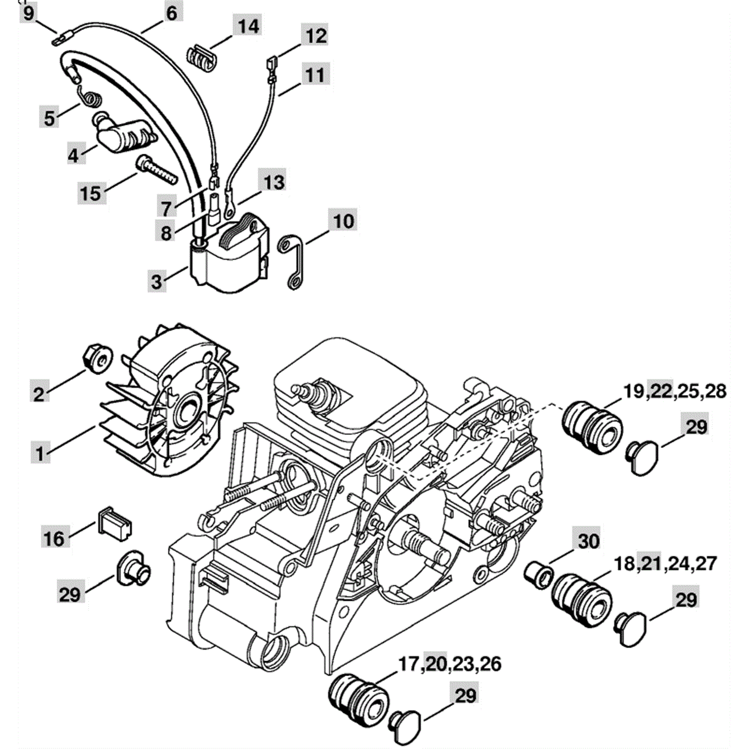 Stihl MS 180 Chainsaw (MS180CBZ) Parts Diagram, Ignition System AV System