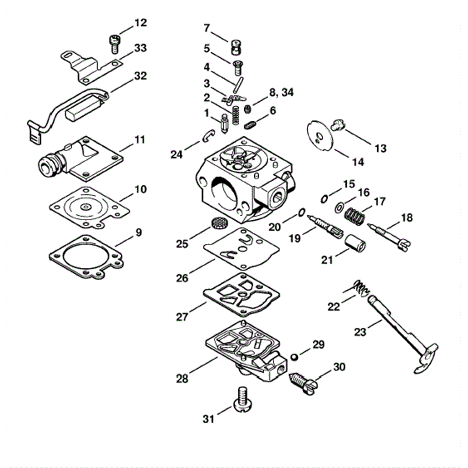 Stihl MS 260 Chainsaw (MS260 D) Parts Diagram, Carburetor WTE1