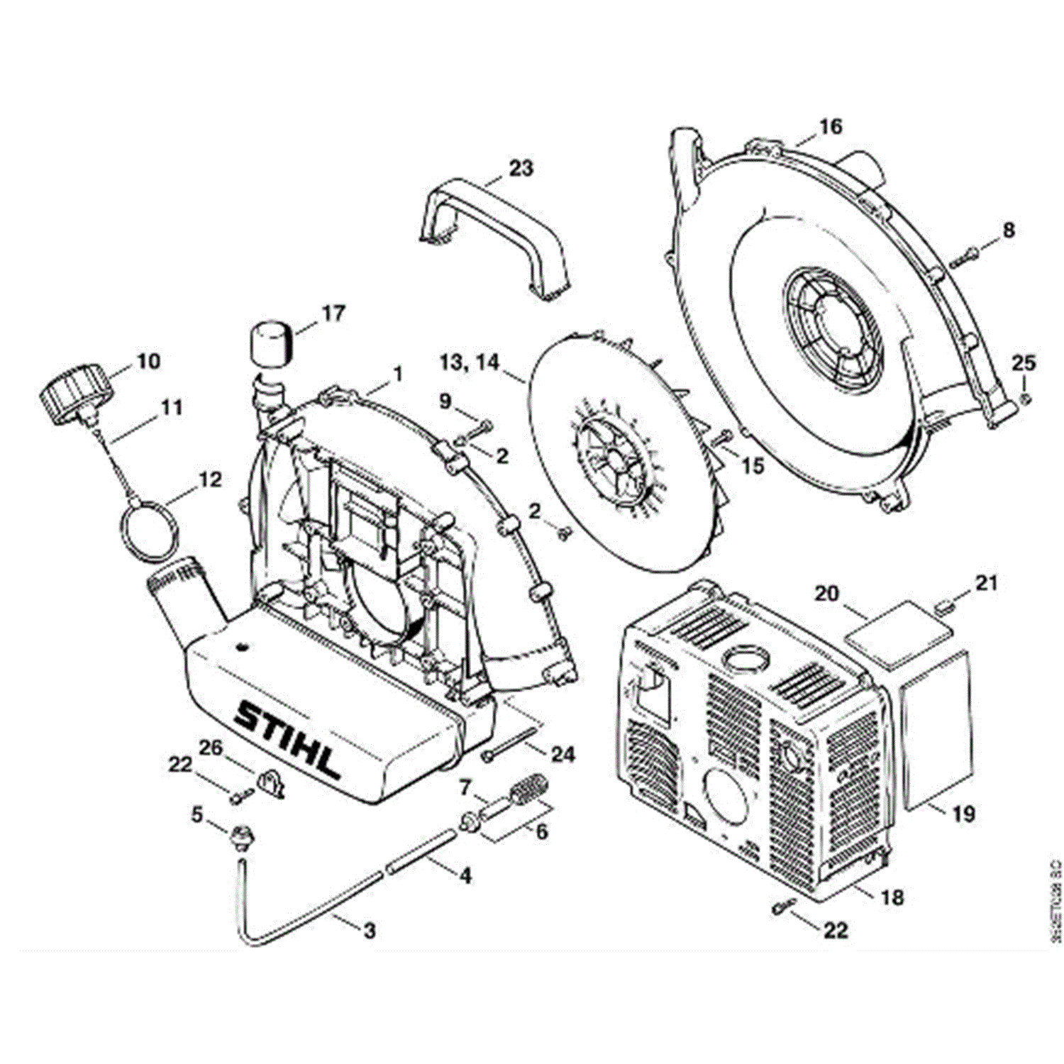 Stihl BR 400 Backpack Blower (BR 400) Parts Diagram, FFan housing