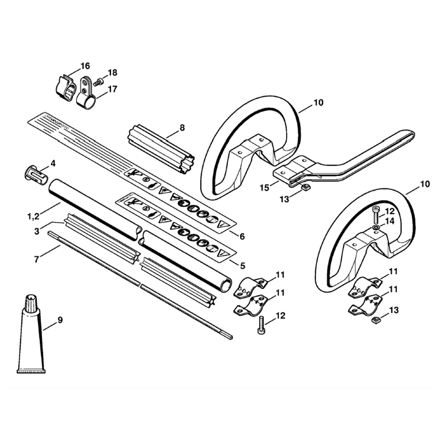 Stihl FS 55 Brushcutter (FS55CEZ) Parts Diagram, Drive tube assembly