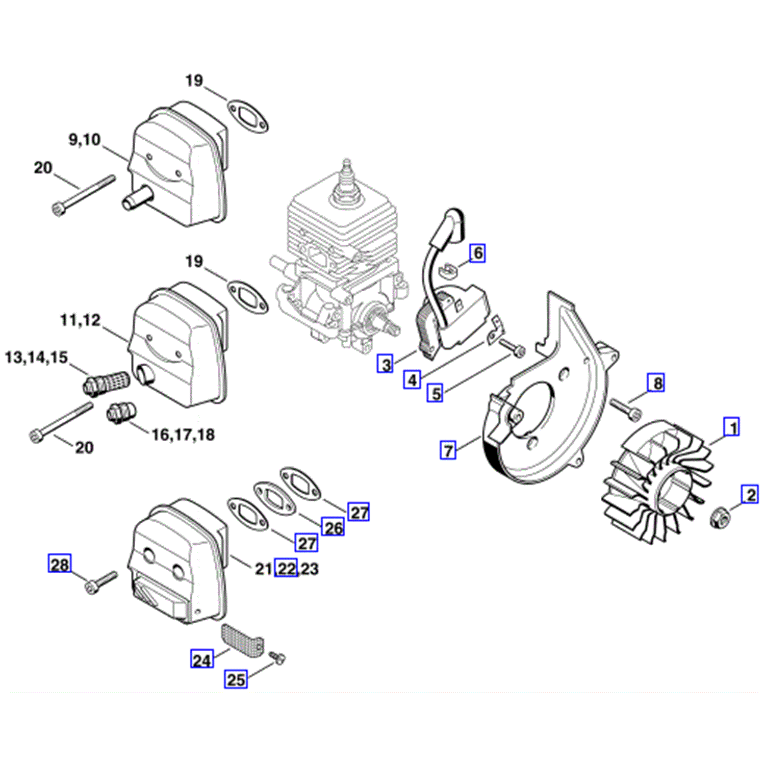 Stihl BG 55 C Blower (BG55C) Parts Diagram, Ignition SystemMuffler