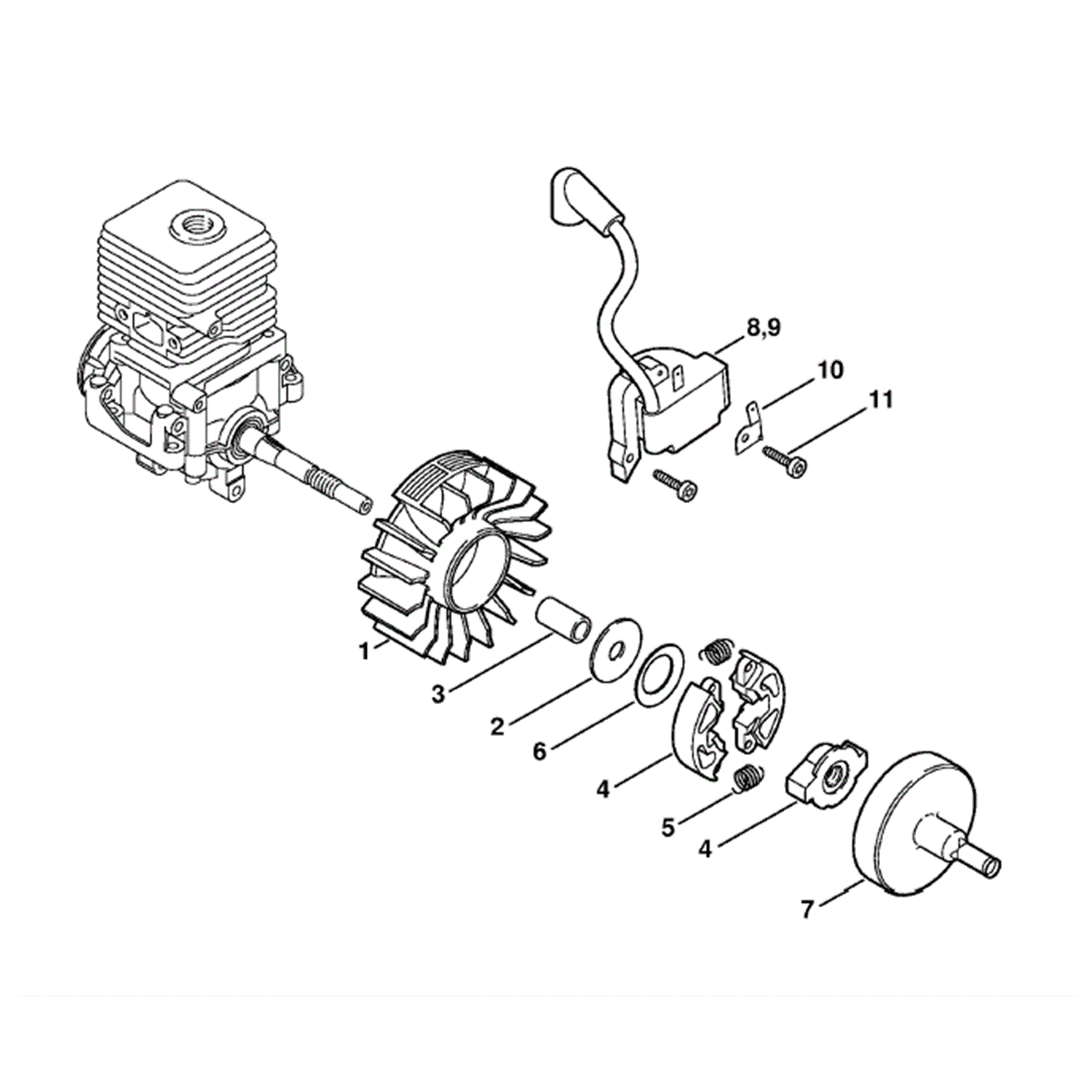 Stihl FS 46 Brushcutter (FS46CEDZ) Parts Diagram, Ignition system, Clutch