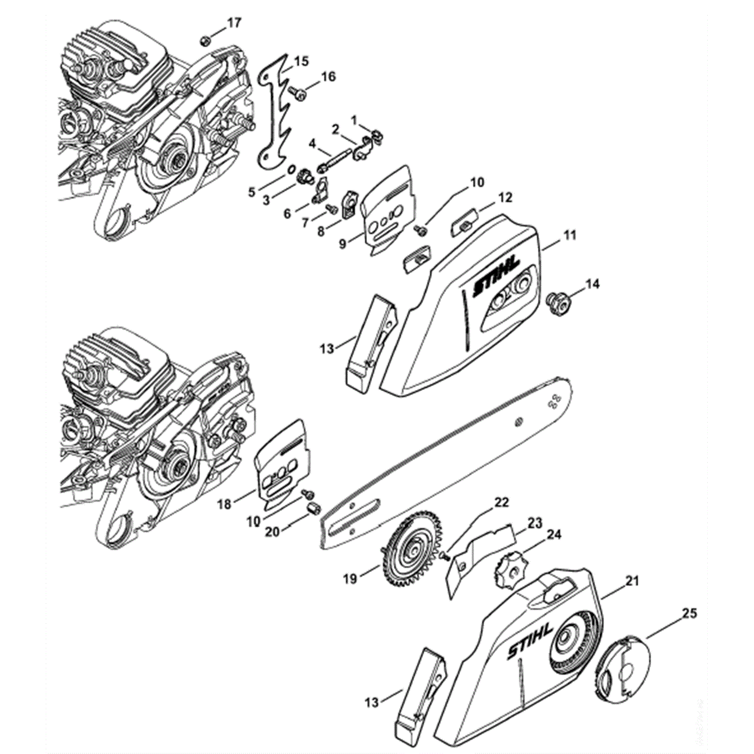 Stihl MS 261 Chainsaw (MS261 CBE) Parts Diagram, Chain tensioner