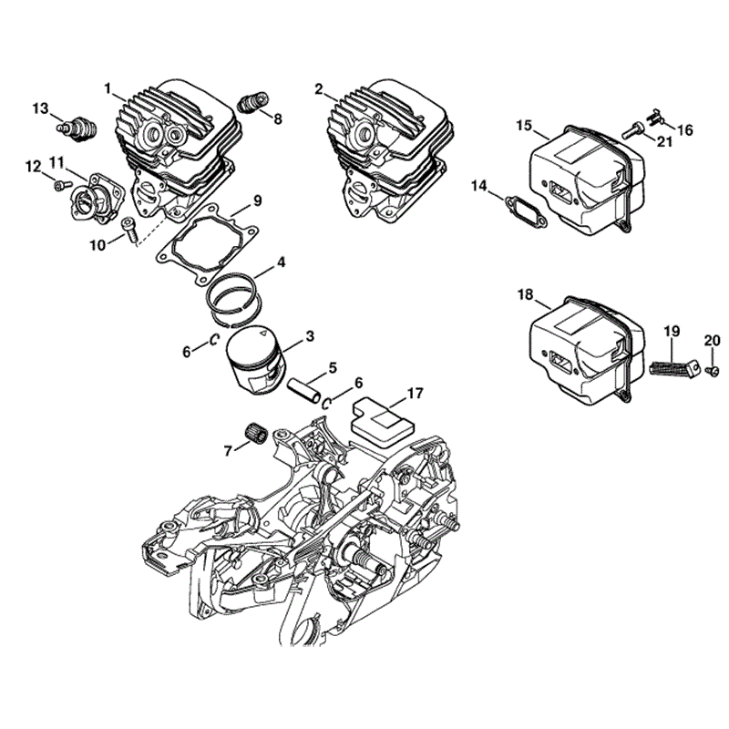 Stihl MS 261 Chainsaw (MS261) Parts Diagram, Cylinder