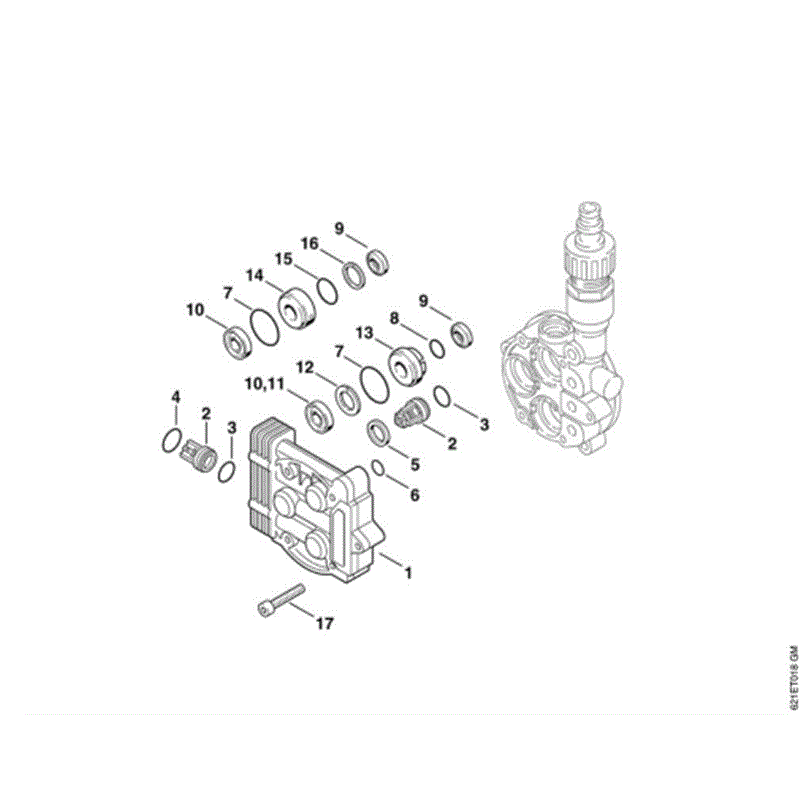 Stihl RE 160 K Pressure Washer (RE 160 K) Parts Diagram, E-Valve block