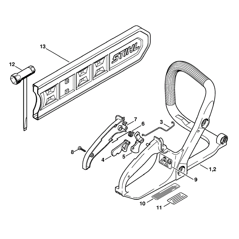 Stihl MS 170 Chainsaw (MS170D) Parts Diagram, Handle frame