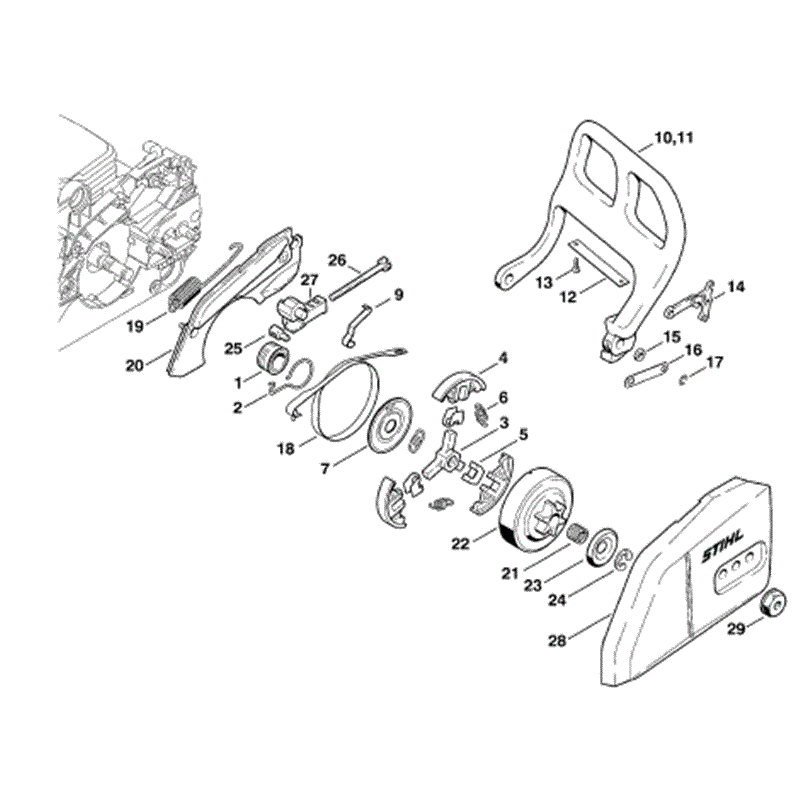 Stihl MS 170 Chainsaw (MS170) Parts Diagram, Chain Brake