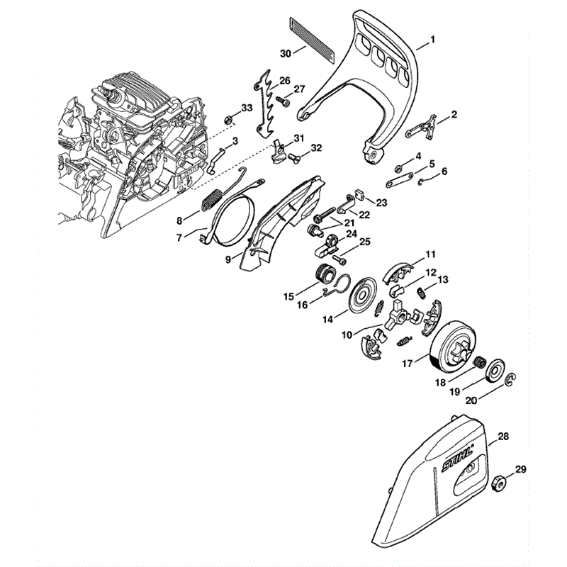 Stihl MS 181 Chainsaw (MS181) Parts Diagram, Hand guard