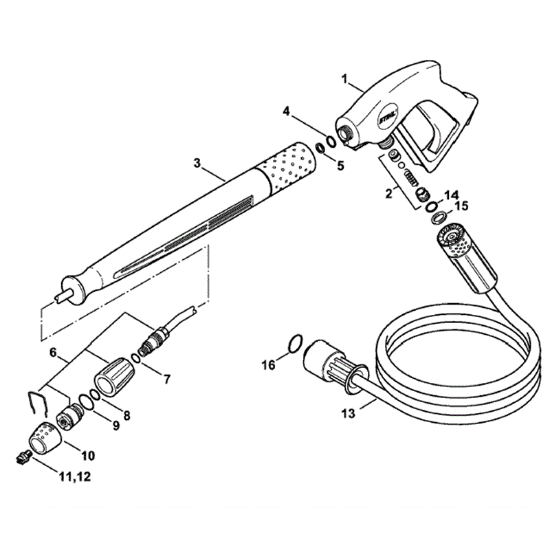 Stihl RE 271 Pressure Washer (RE 271) Parts Diagram, Spray gun