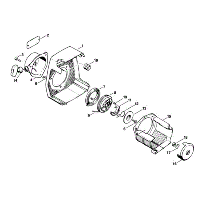 Stihl HS 60 Petrol Hedgetrimmer (HS60) Parts Diagram, B-Rewind starter