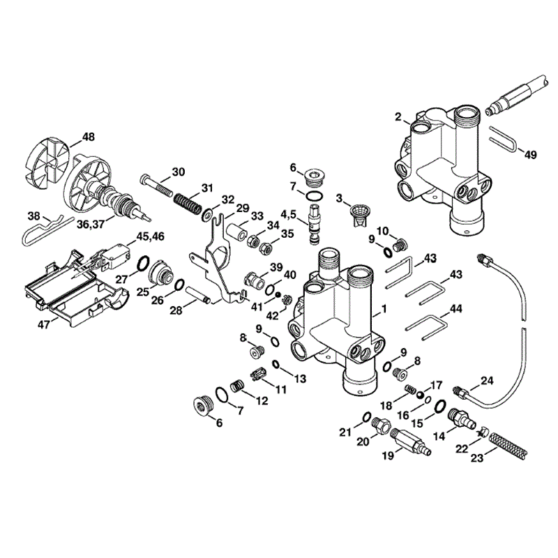 Stihl RE 162 PLUS Pressure Washer (RE 162 PLUS) Parts Diagram, Regulation valve block