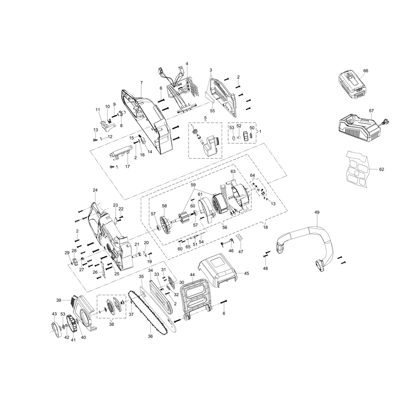 Oleo-Mac GS 220 Li-Ion (GS 220 Li-Ion) Parts Diagram, Complete illustrated parts list