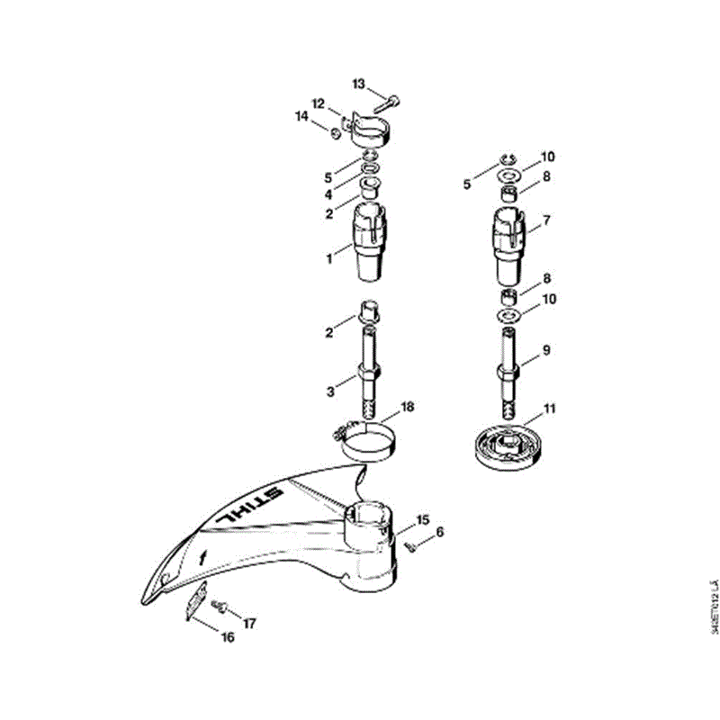 Stihl FS 36 Brushcutter (FS36) Parts Diagram, JBearing housing FS 36, FS40