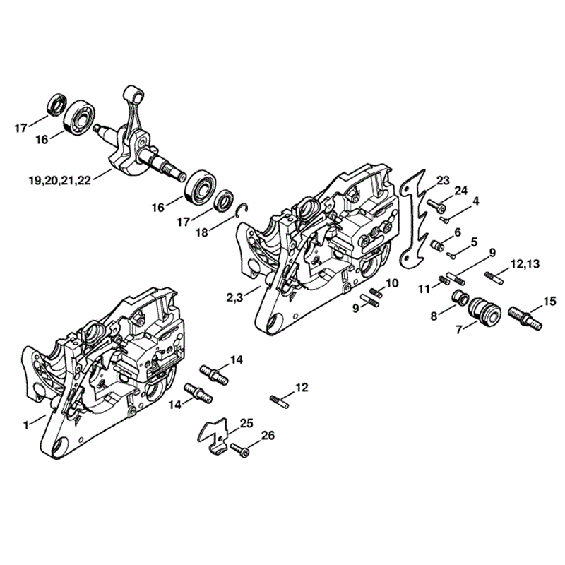 Stihl MS 280 Chainsaw (MS280 C-BI) Parts Diagram, Crankcase