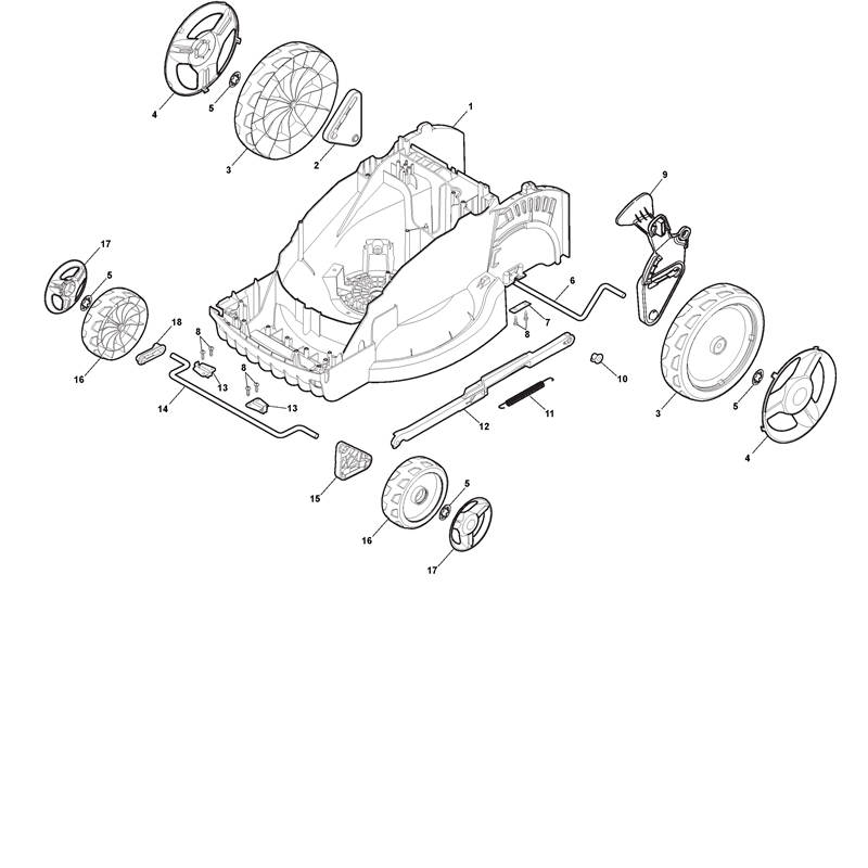 Mountfield PRINCESS 34Li  (2015) (2015) Parts Diagram, Deck And Height Adjusting