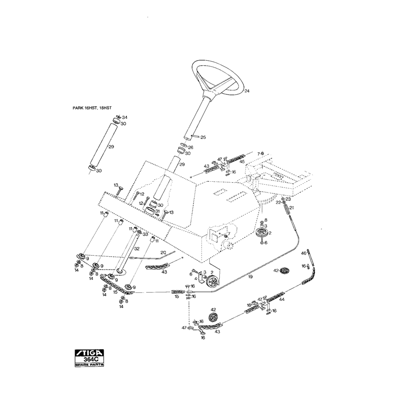 Stiga Park 13 (13-1358-20 [1997]) Parts Diagram, Steering_0