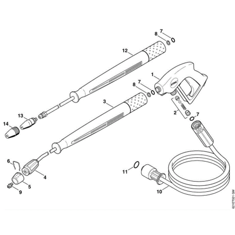 Stihl RE 160 K Pressure Washer (RE 160 K) Parts Diagram, J-RE 160 K GB Spray gun