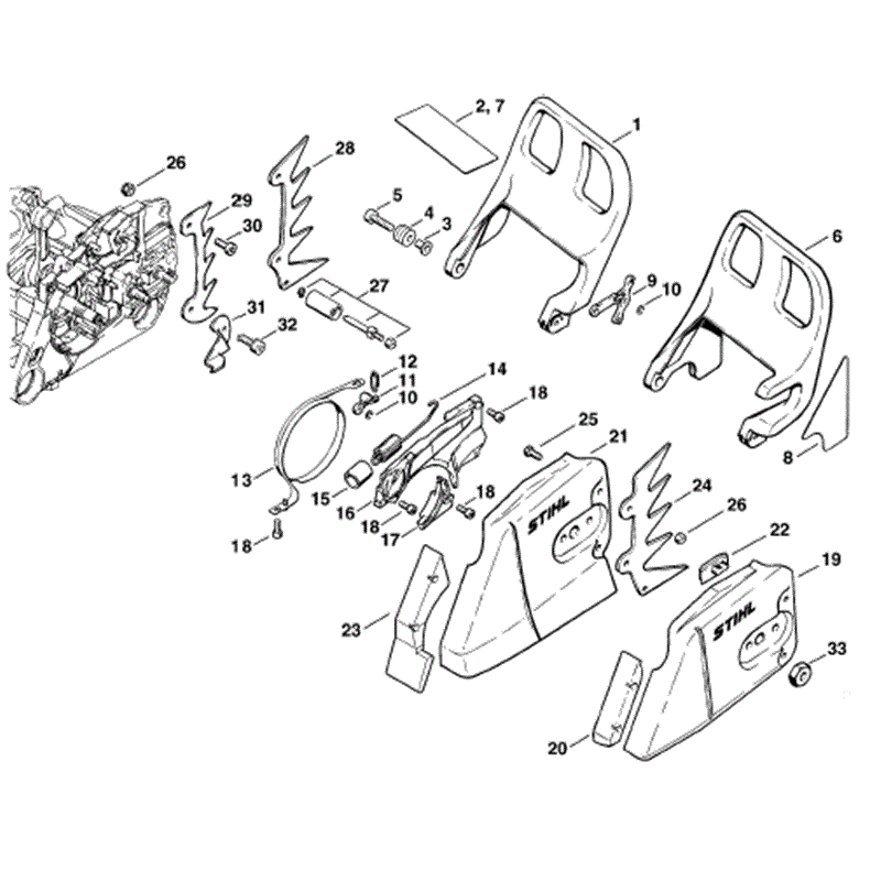Stihl MS 440 Chainsaw (MS440) Parts Diagram, Chain brakeChain sprkt cover