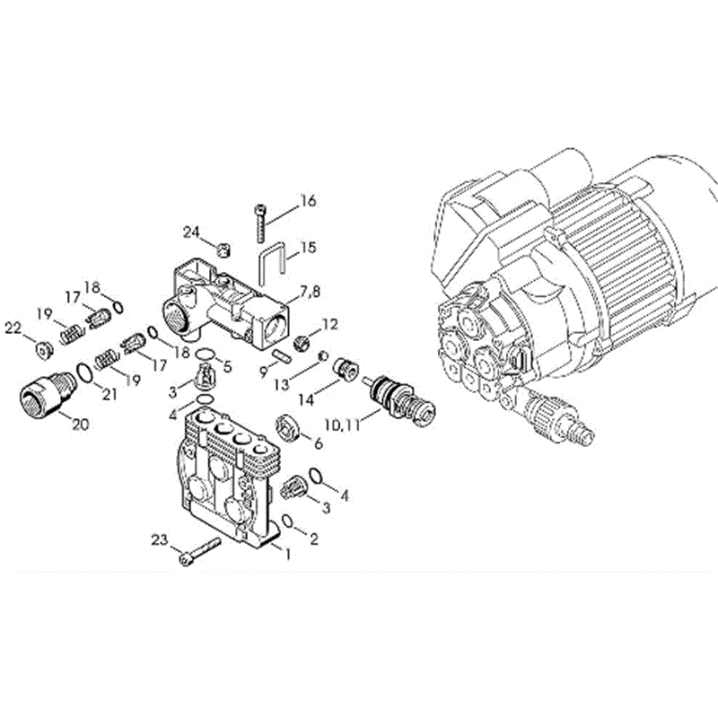 Stihl RE 101 K Pressure Washer (RE 101 K) Parts Diagram, D-Regulation valve block