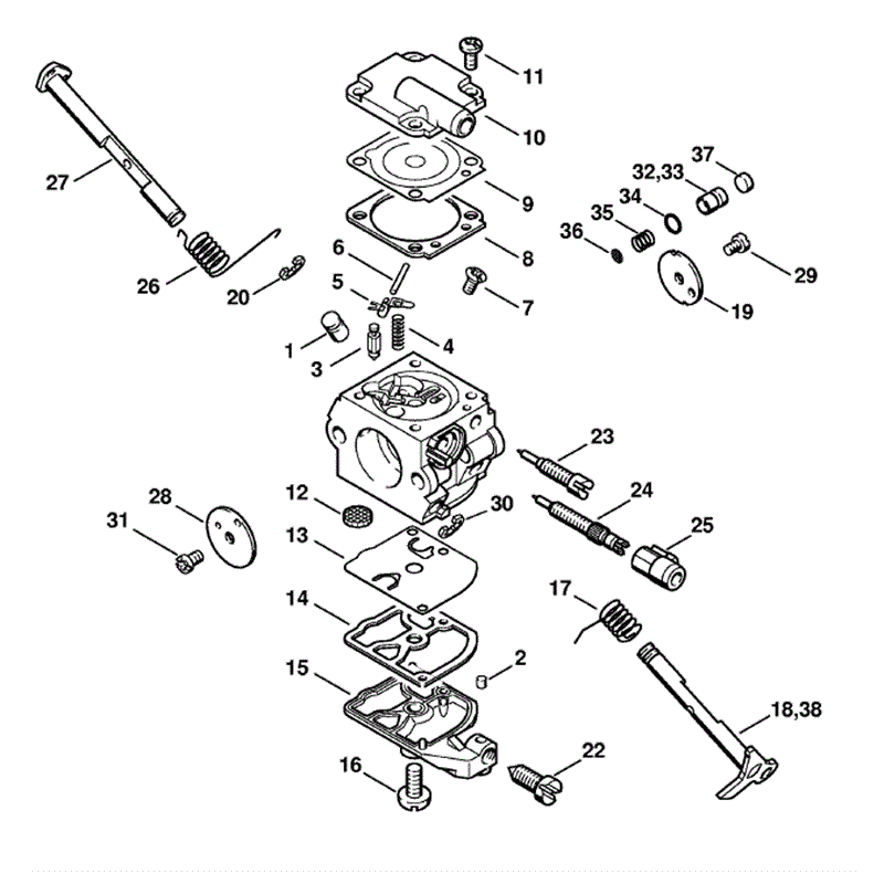 Stihl MS 200 Chainsaw (MS200T-Z) Parts Diagram, Carburetor C1Q-S61E