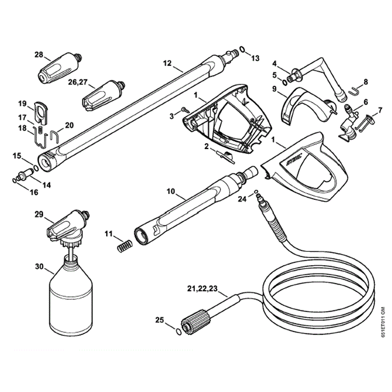 Stihl RE 128 PLUS Pressure Washer (RE 128 PLUS) Parts Diagram, Spray gun