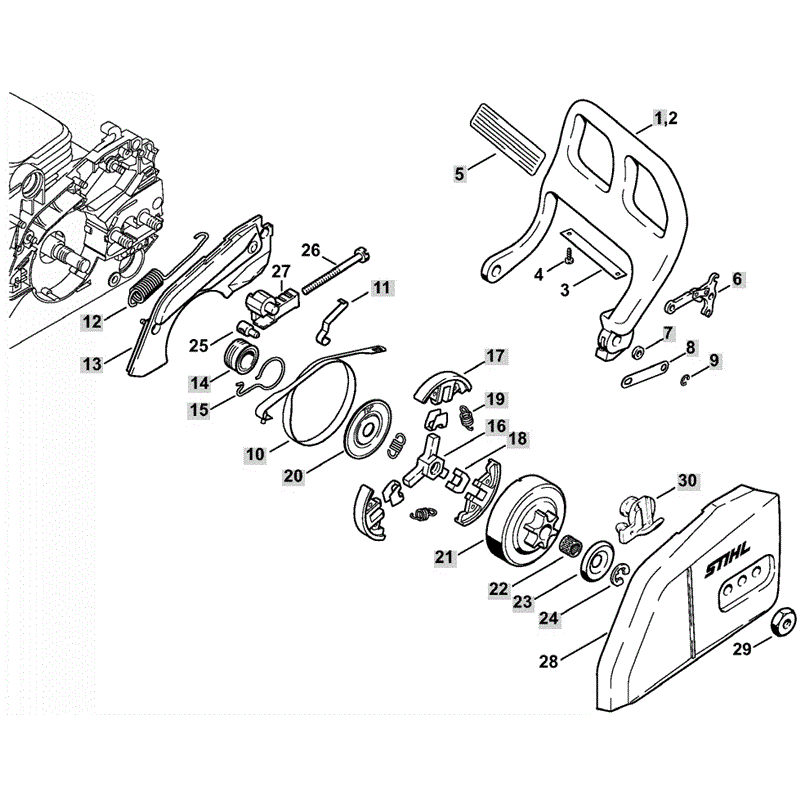 Stihl MS 180 Chainsaw (MS180C-BZ) Parts Diagram, Hand Guard-Chainbrake