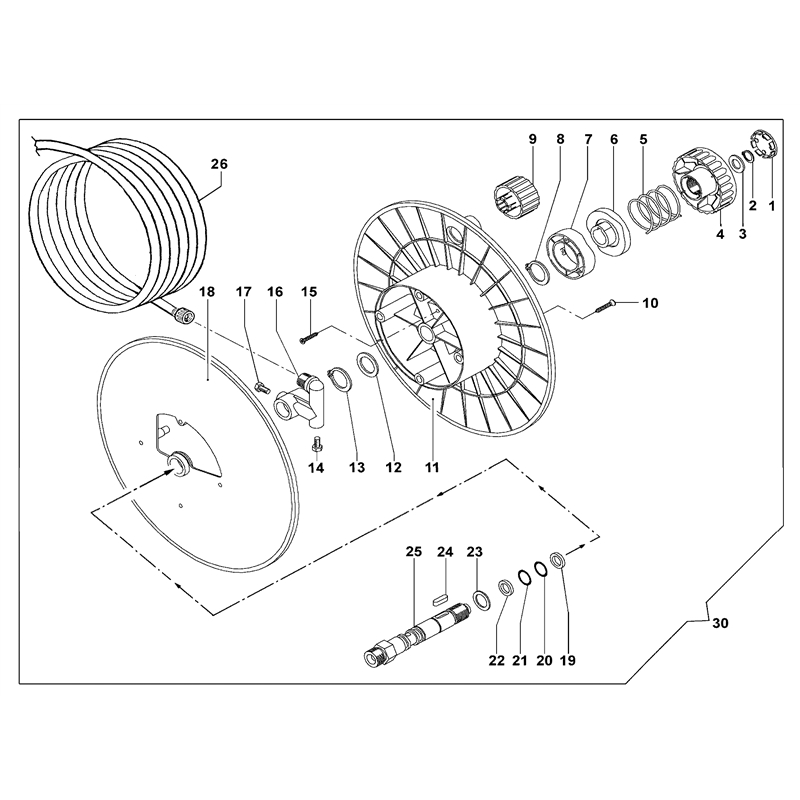 Oleo-Mac PW 300 HC (PW 300 HC) Parts Diagram, Hose reel