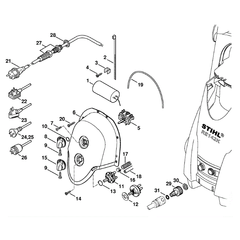Stihl RE 142 PLUS Pressure Washer (RE 142 PLUS) Parts Diagram, Control box