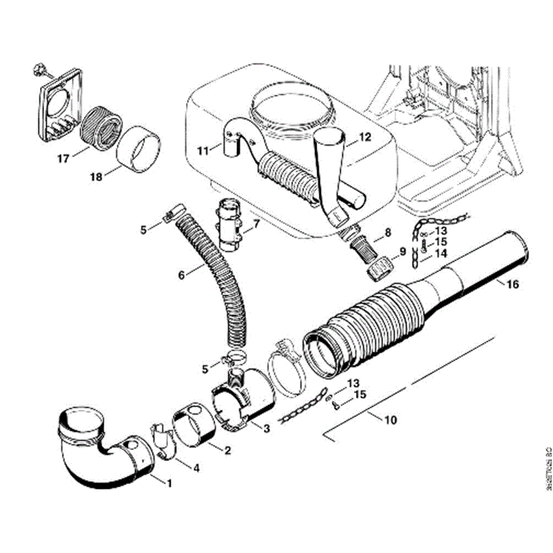 Stihl BR 320 Backpack Blower (BR 320) Parts Diagram, LDusting and