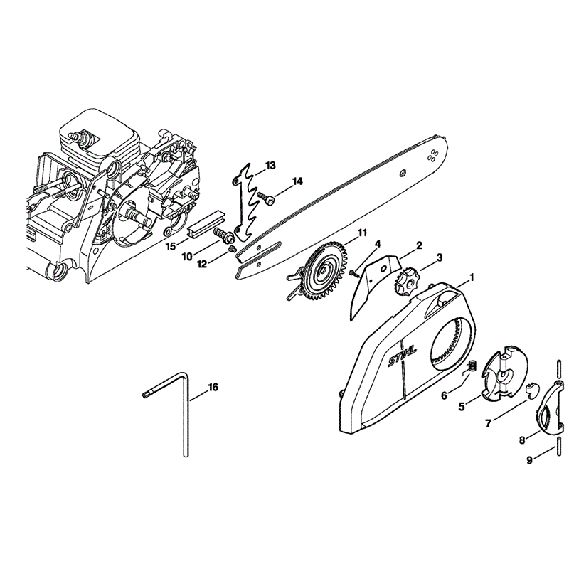 Stihl MS 170 Chainsaw (MS170C-E) Parts Diagram, Quick Chain Tensioner