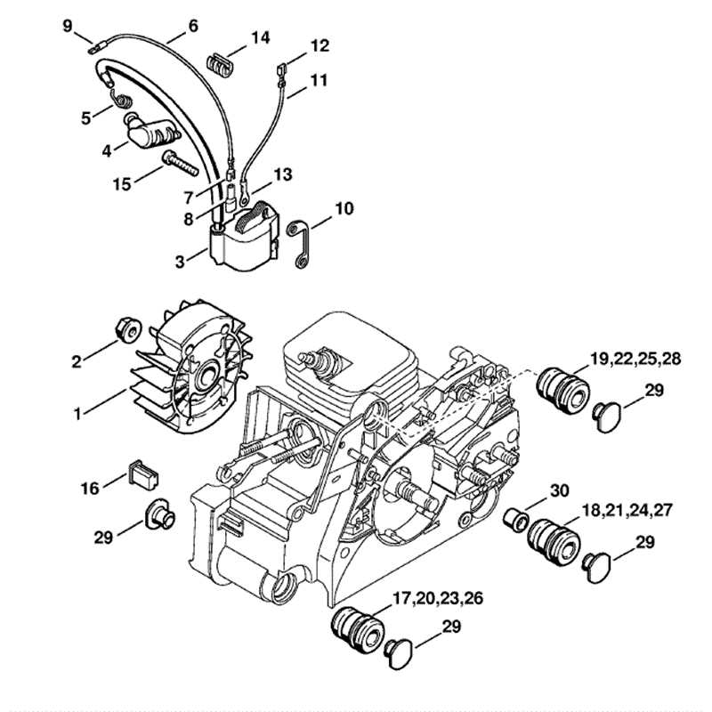 Stihl MS 180 Chainsaw (MS180Z) Parts Diagram, Ignition System