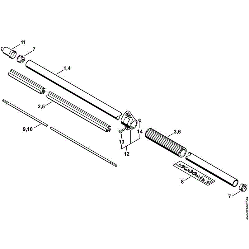 Stihl HL 92 C-E Petrol Hedgetrimmer (long reach) (HL 92 C-E) Parts Diagram, H DRIVE TUBE