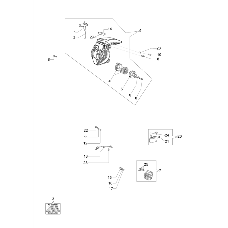 Oleo-Mac 940 (940) Parts Diagram, Starter assy
