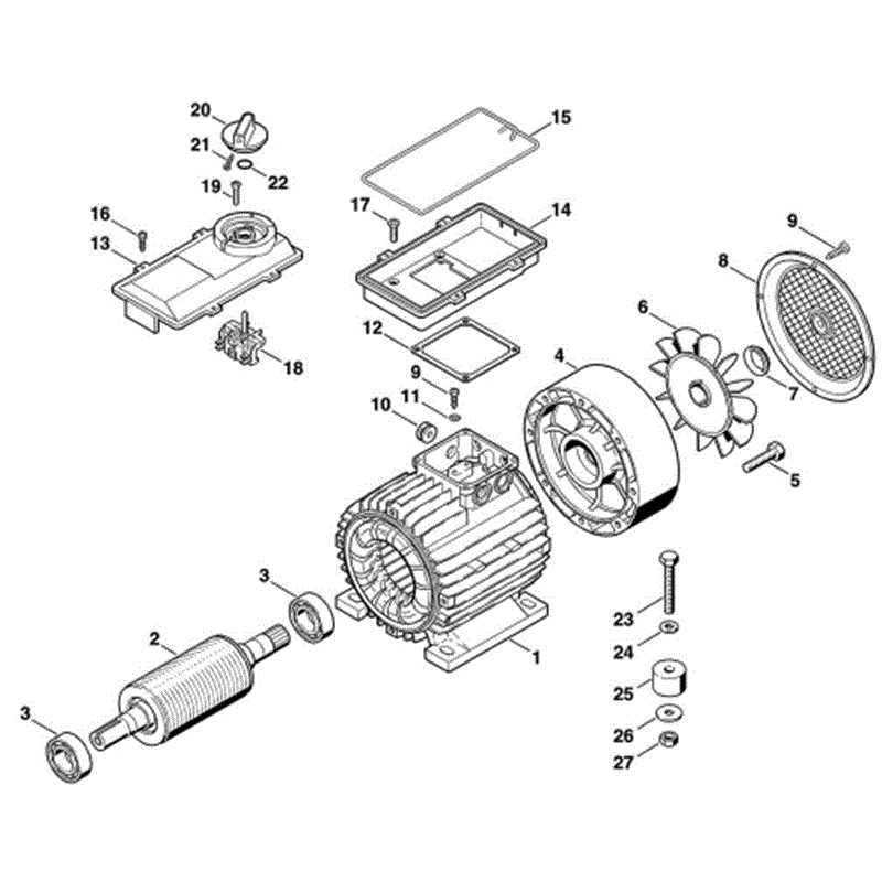 Stihl RE 160 K Pressure Washer (RE 160 K) Parts Diagram, B-RE 160 K Electric motor