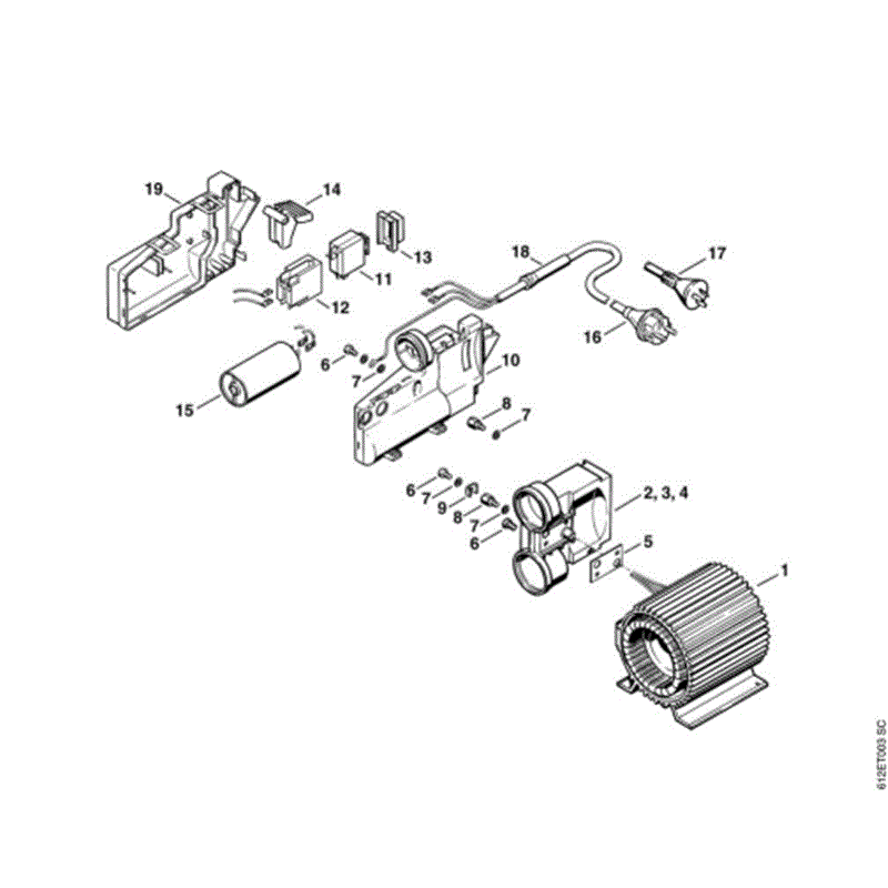 Stihl RE 110 K Pressure Washer (RE 110 K) Parts Diagram, B-Electric motor