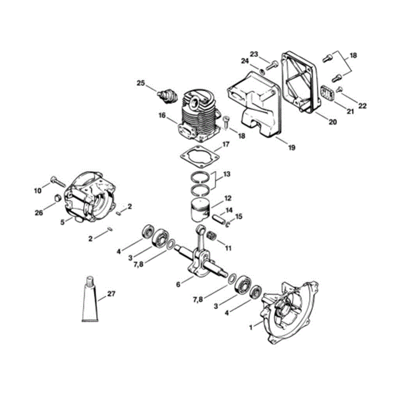 Stihl HS 60 Petrol Hedgetrimmer (HS60) Parts Diagram, A-Crankcase