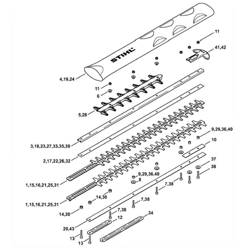 Stihl HS 81 R Petrol Hedgetrimmer (HS81R) Parts Diagram, Cutter Bar