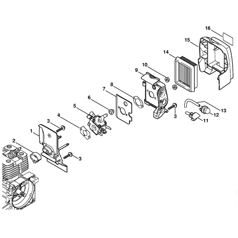 Stihl BT 121 Auger (BT 121) Parts Diagram, Carburetor housing