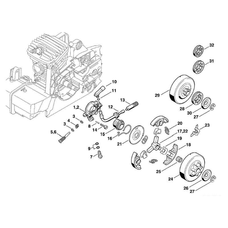 Stihl MS 310 Chainsaw (MS310) Parts Diagram, Oil pump - Clutch