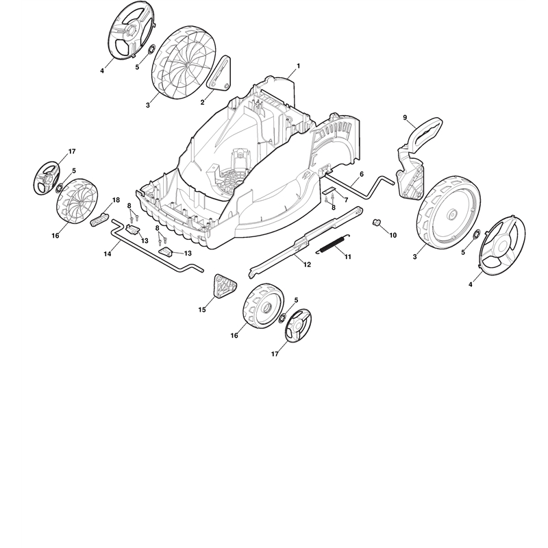 Mountfield PRINCESS 38Li  (2012) [294385063-MFR] (2012) Parts Diagram, Deck And Height Adjusting