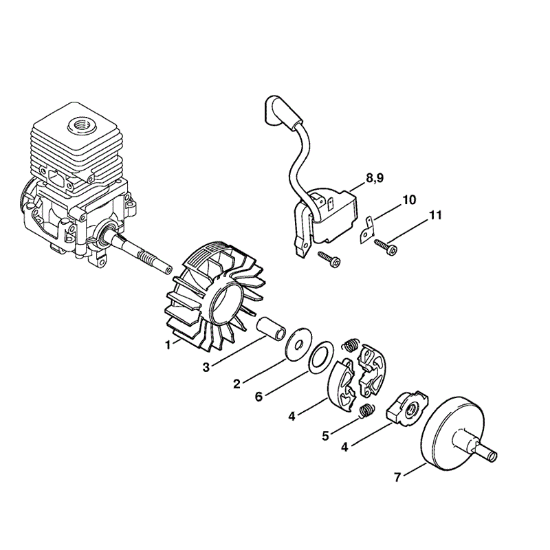 Stihl FS 55 Brushcutter (FS55CE) Parts Diagram, Ignition system, Clutch