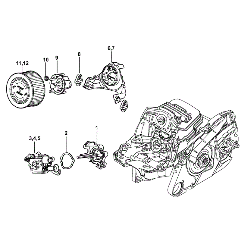 Stihl MS 261 Chainsaw (MS261) Parts Diagram, Carburetor bracket
