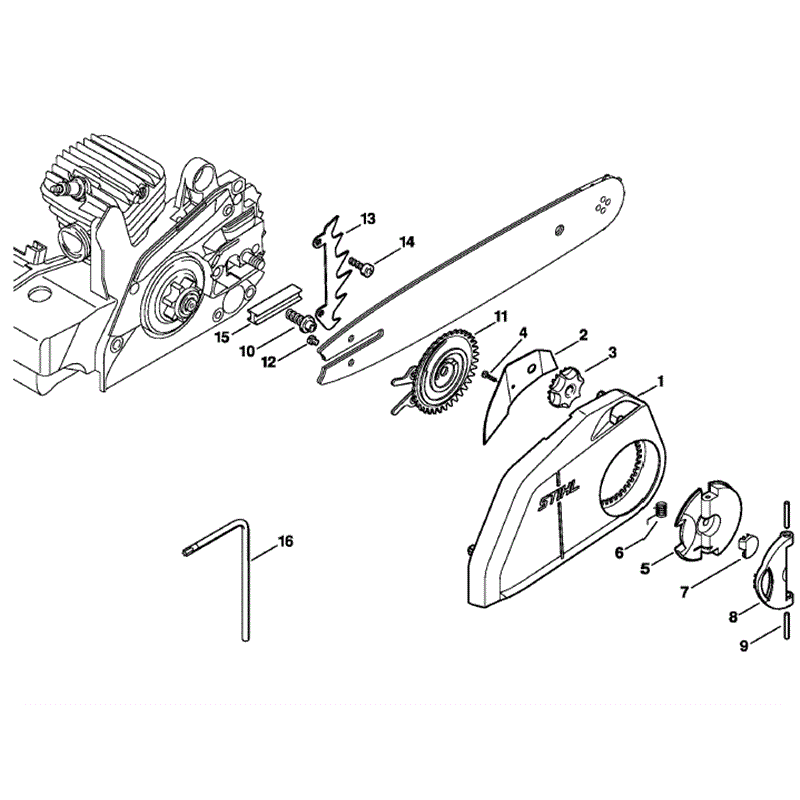 Stihl MS 250 Chainsaw (MS250 C-BZ) Parts Diagram, Quick Chain Tensioner
