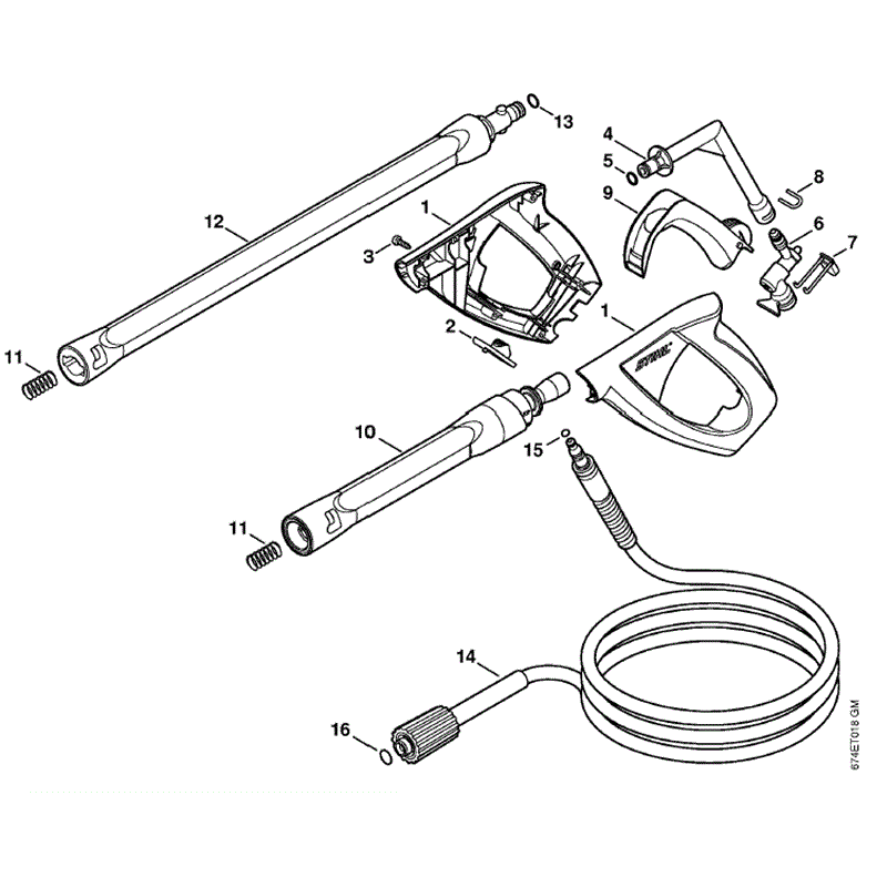 Stihl RE 142 PLUS Pressure Washer (RE 142 PLUS) Parts Diagram, Spray gun